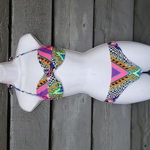 MARA HOFFMAN Graphic Two Piece Bikini Set sz S Women's Top Bottoms Bright Tribal